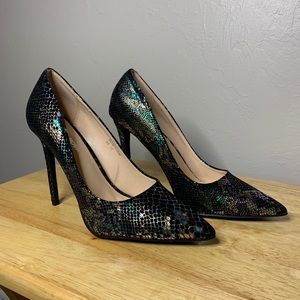 FASHION NOVA Snake skin multi color high heel